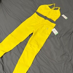 Forever 21 Yellow Women's Leggings and Sports Bra Set
